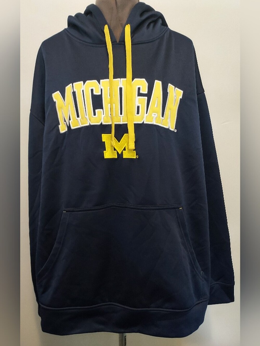 Majestic Navy Hoodie with Yellow Michigan Logo